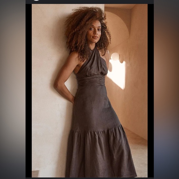 NWT 🏷️ DISSH harrier dark chocolate linen maxi dress US 6 size - Picture 2 of 13